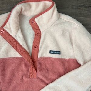 Columbia Half-Snap Long-Sleeve Pullover - Blush Pink/Peach Blossom - Size S